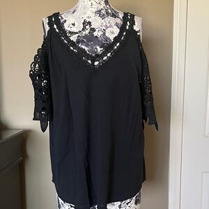 SHEIN Black Lace Cold Shoulder Blouse